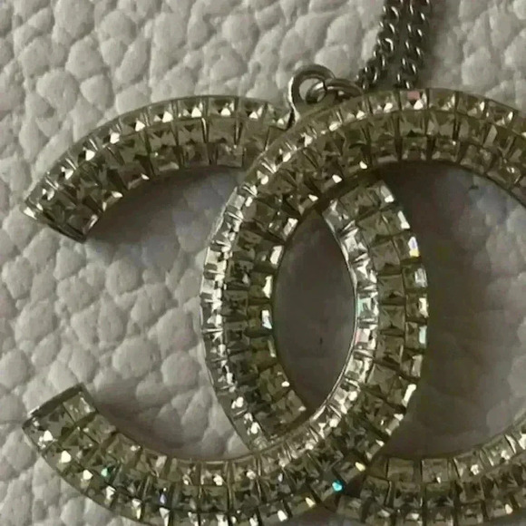 Chanel Deca Coco Mark Long Necklace Accessory Metal Silver - Picture 7 of 8